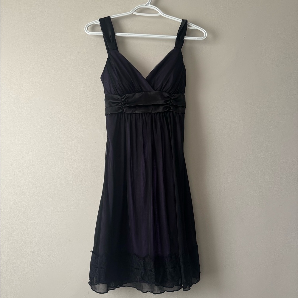 Y2K Taboo Black Purple Empire-Waist Mini Dress